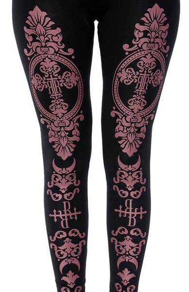 DOUBLE CRESCENT VELVET LEGGINGS gothic black leggings - Restyle