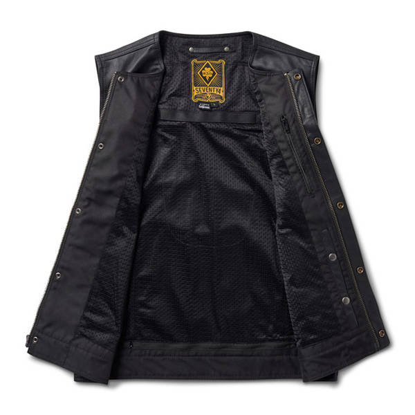 motorcycle vest RSD Temple 74 Leather And Waxed Cotton Black | Brands ...