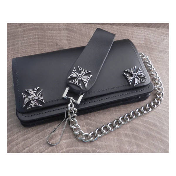 AMiGAZ Black Leather Biker Chain Wallet